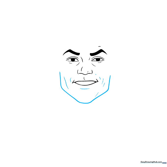 Defining the chin and jawline with a rounded V-shape.