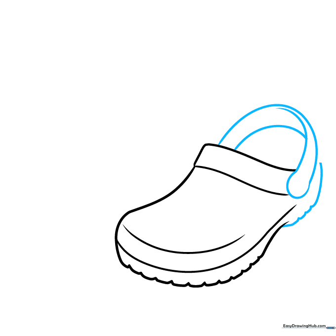 Adding the heel strap to the back of the Croc drawing.
