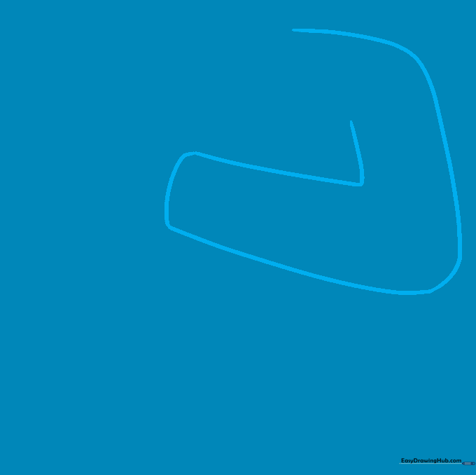 Line drawing of a single sleeve opening using curved lines and an L-shape.
