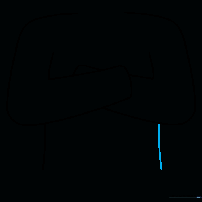 Completing the torso outline with a matching curved line on the right side.