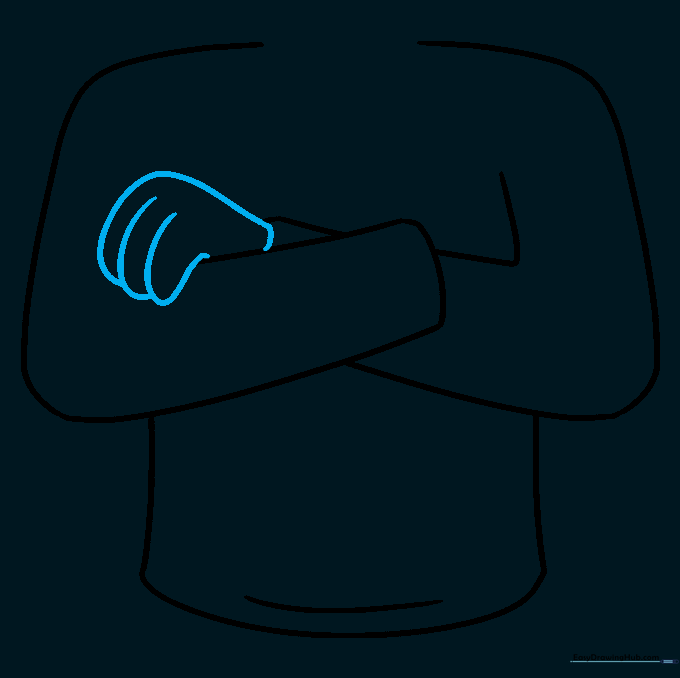Sketching the hand using rounded, overlapping shapes.