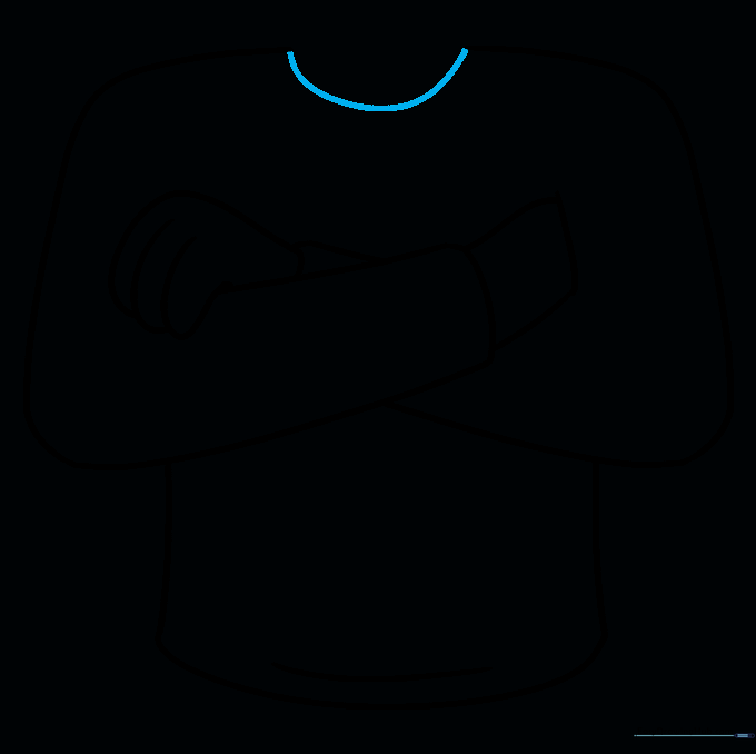 Adding a U-shaped neckline to complete the shirt collar.