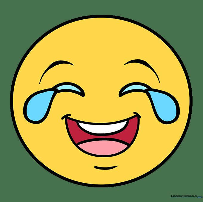 The completed line art of the crying laughing emoji, ready for coloring.