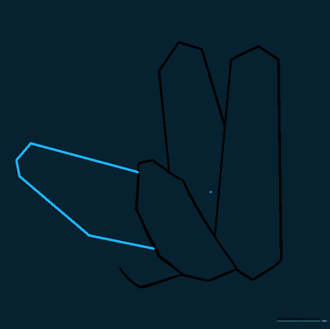A fourth crystal added at a tilted angle to create variety in the cluster.