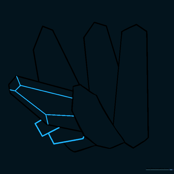 Internal lines and shapes added to the crystals to represent facets.