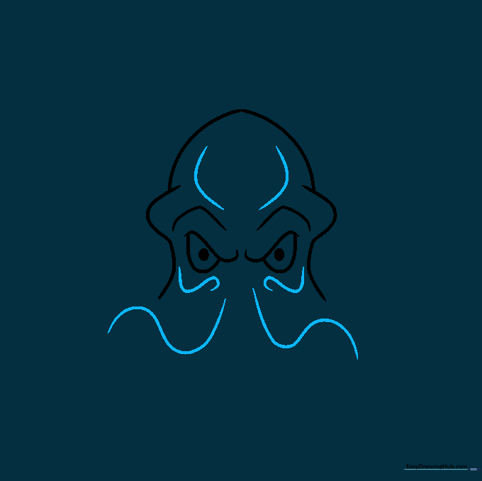 Sketching the cheek curves and the starting points for Cthulhu's mouth tentacles.