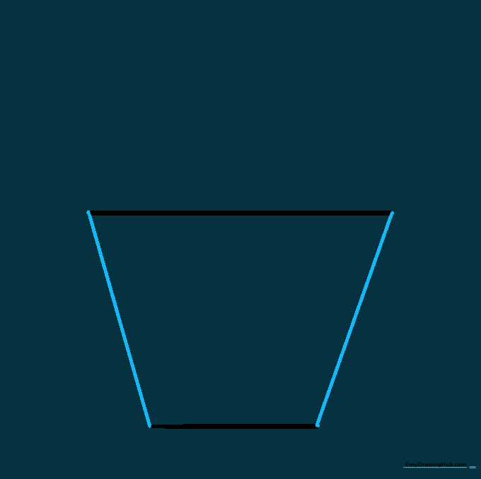 Connecting the horizontal lines with slanted side lines to form a trapezoid shape.