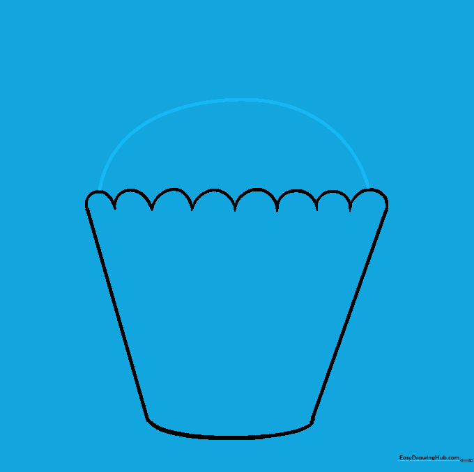Adding a large, rounded half-circle on top of the wrapper to form the cake portion.