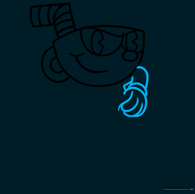 Cuphead's arm with a glove and rounded fingers.