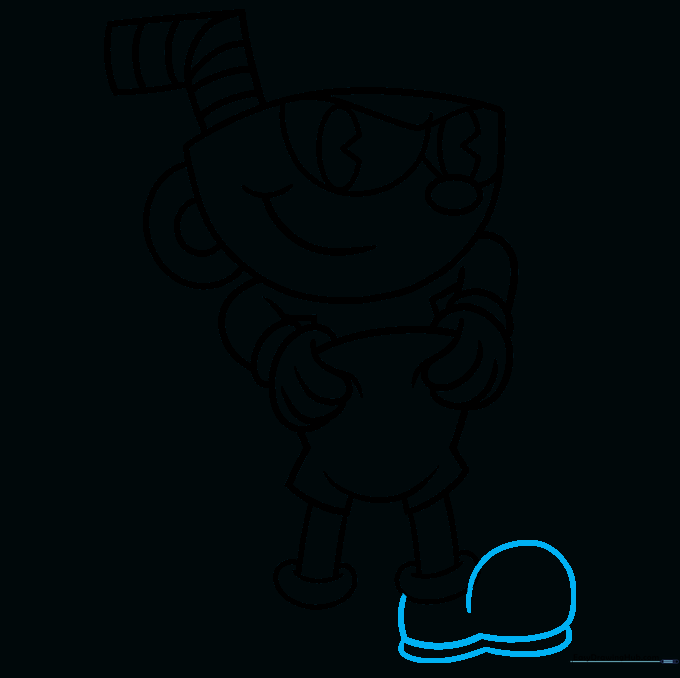Detailed outline of one of Cuphead's shoes.