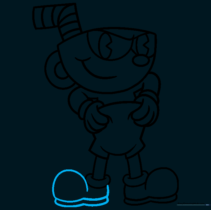 The second shoe added to complete the character's outline.