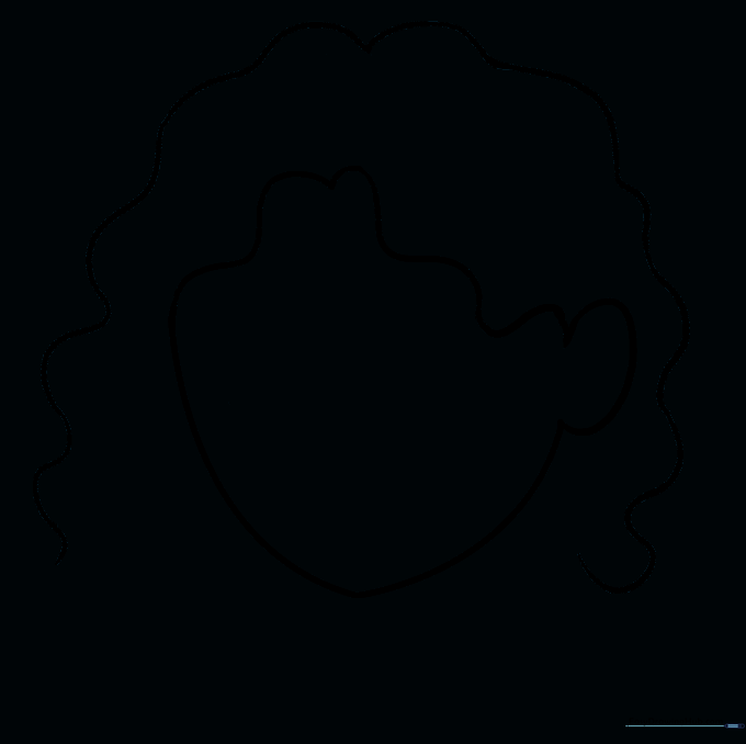 The drawing after erasing the initial circle guide lines, leaving a clean outline of the face and hair.
