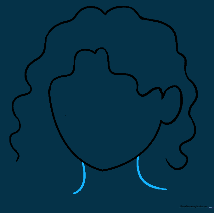 Two simple curved lines added below the chin to represent the neck.