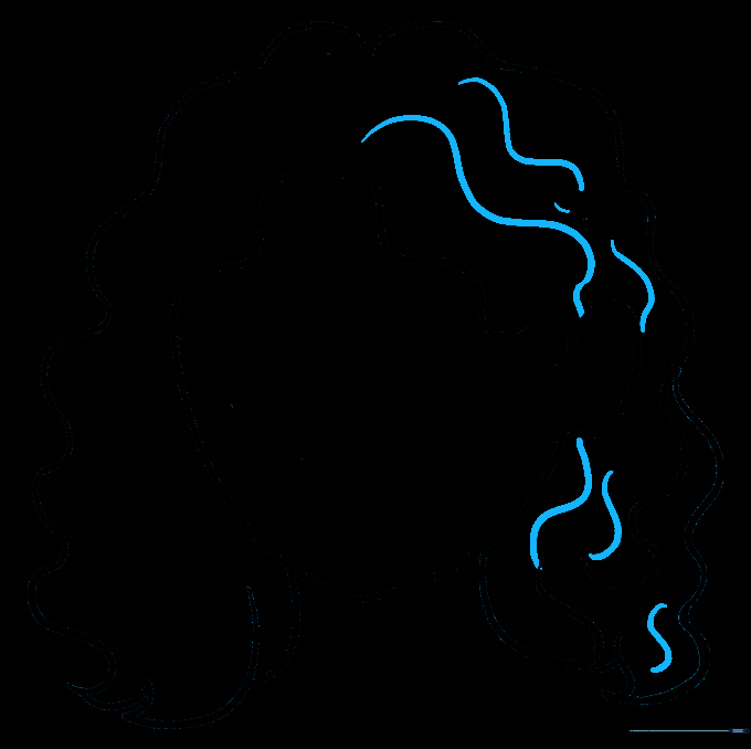 Adding internal wavy lines to the hair to create a sense of texture and movement.