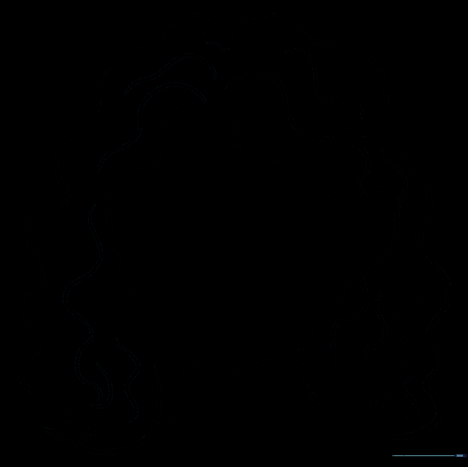 The completed hair outline with additional wavy details on both sides.