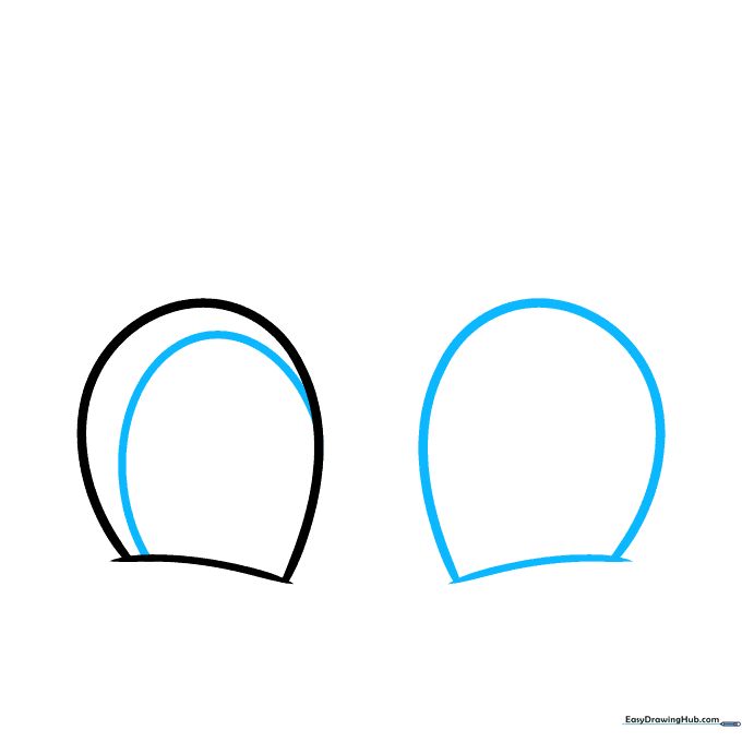 Two mirrored eye outlines showing the inner curve of the eyelid.