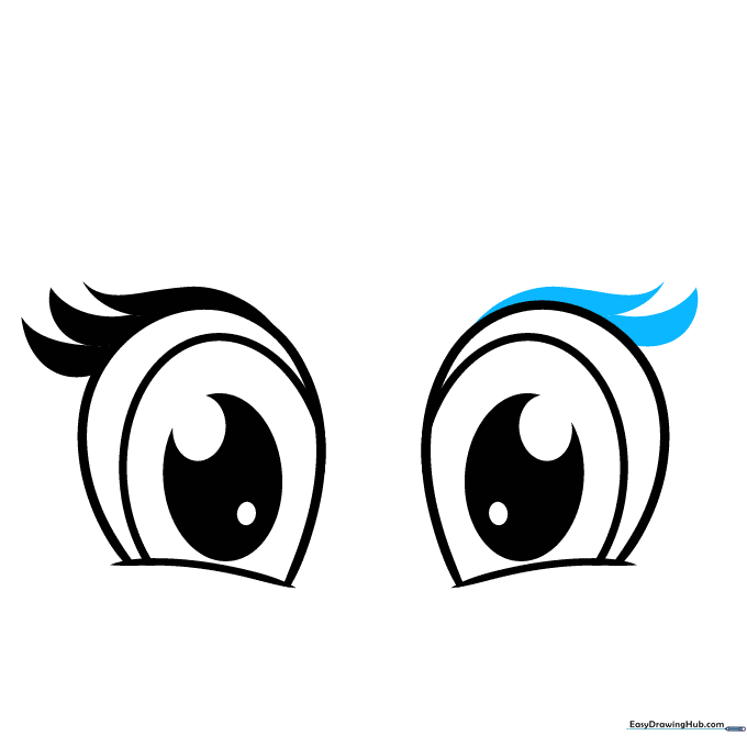 Adding mirrored eyelashes to the right eye to match the left.