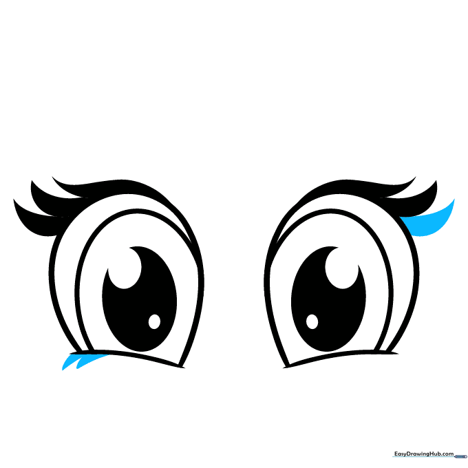 Adding lower lash details and a final upper lash to the eyes.