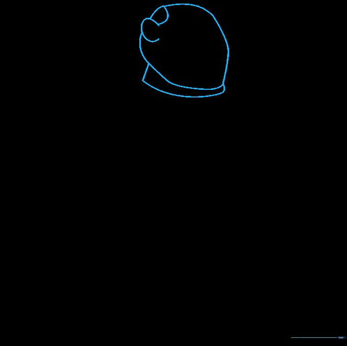 Pencil sketch showing the basic outline of Cyborg's head, ear, and neck structure.