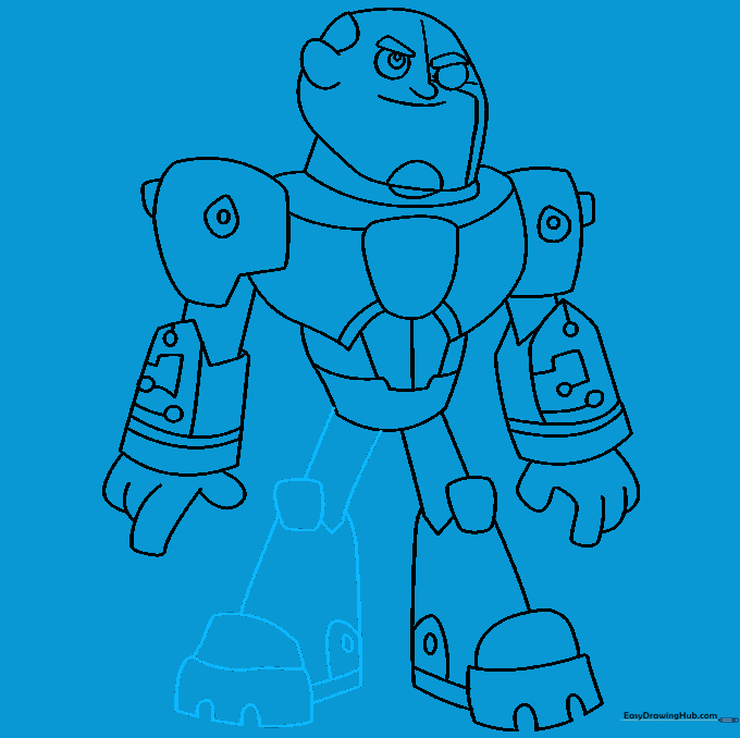 Completing the second leg to finish the full-body outline.