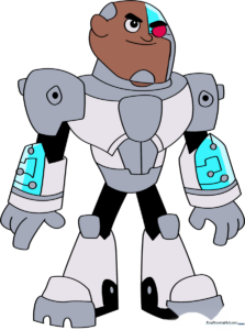 Full-color illustration of Cyborg from Teen Titans, ready for coloring.