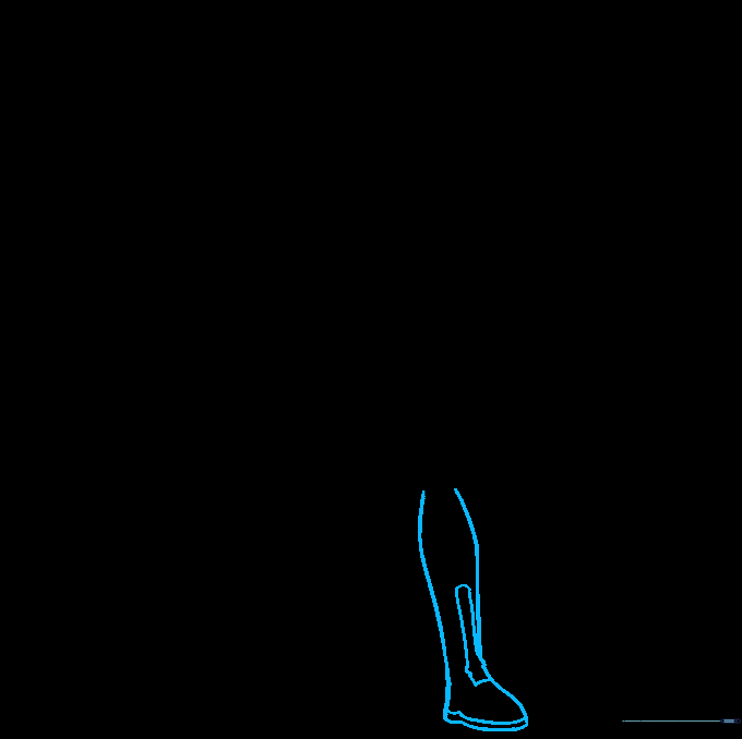 Detailed drawing of the lower leg and boot construction.