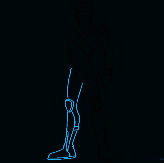 Adding the second leg and completing the lower body outline.