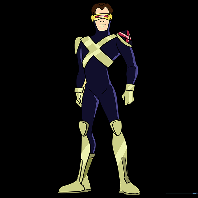 The final colored version of Cyclops in his X-Men uniform.