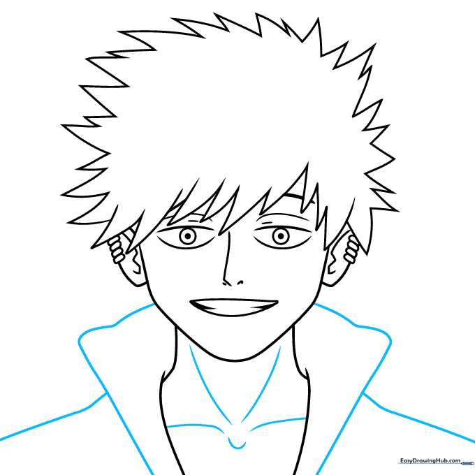 Adding neck texture and shoulder definition to the Dabi sketch.