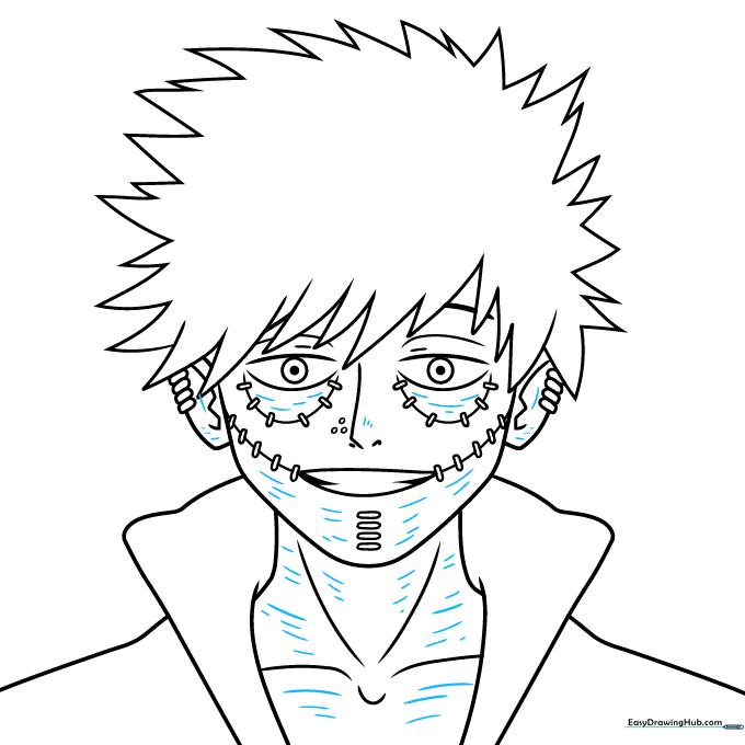 Final ink outline of Dabi with pencil marks erased.