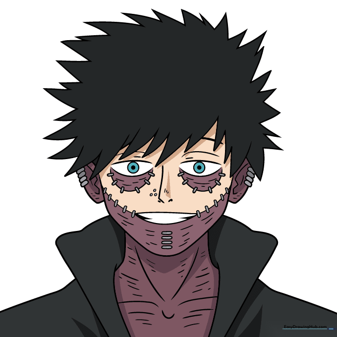 Finished, colored drawing of Dabi from My Hero Academia.