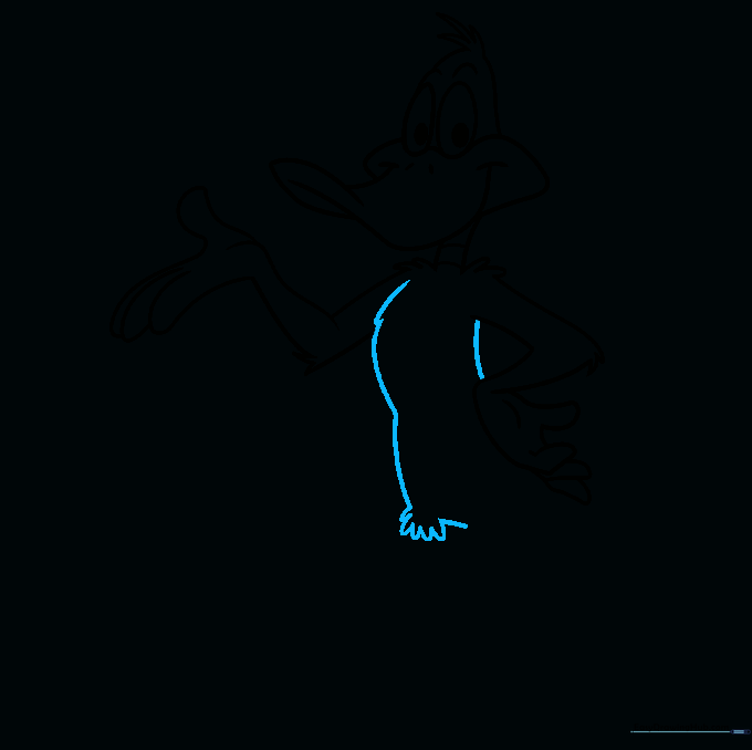 Outline of Daffy Duck's torso showing the chest and leg connection points.
