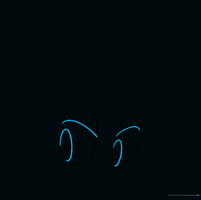 Adding curved eyelids and circular pupils to the eye shapes.