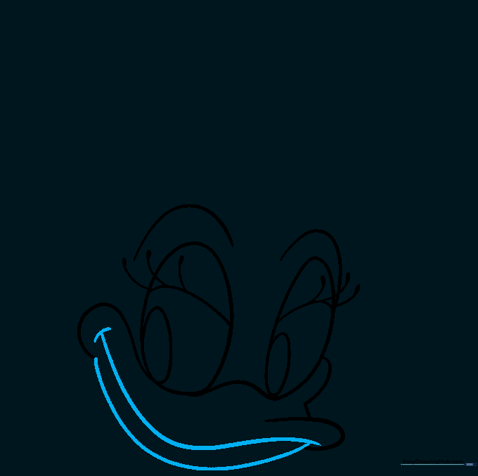 Adding the lower beak and a smiling mouth line.