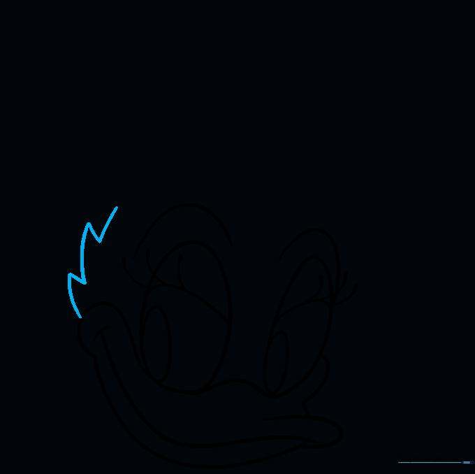 Drawing zigzag feather patterns on the side of the head.