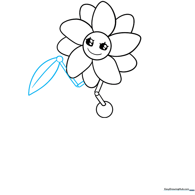 Daisy's arm structure featuring a leaf-shaped hand with a central vein detail.