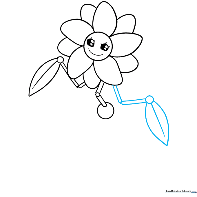 Daisy's second arm added to the drawing, matching the style of the first arm.