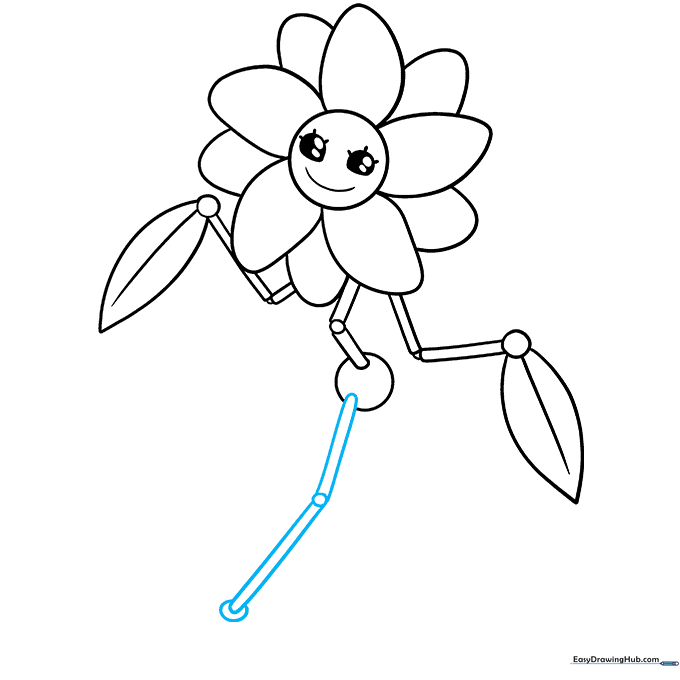 Daisy's first leg drawn with circular joints and parallel lines.