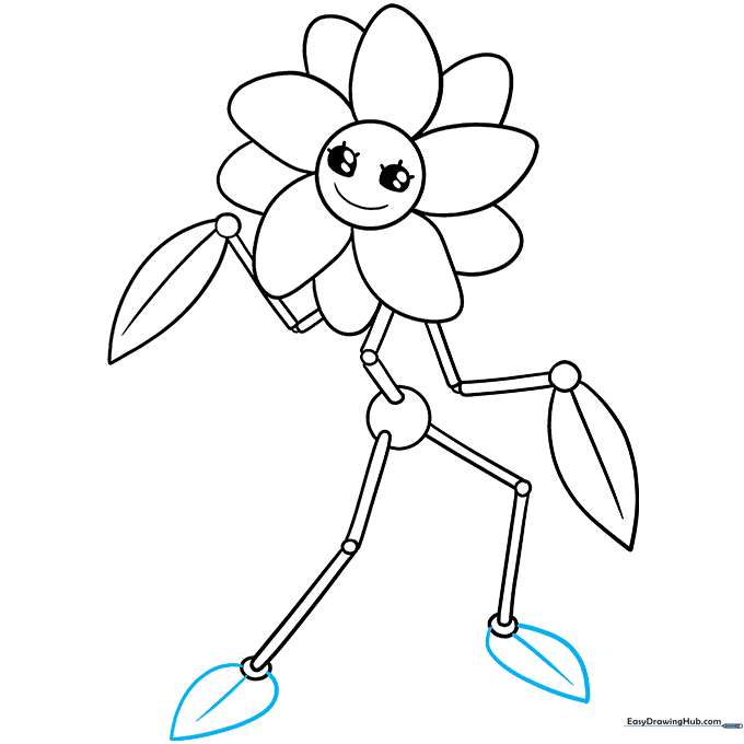 Daisy's feet drawn as leaf shapes at the base of her legs.