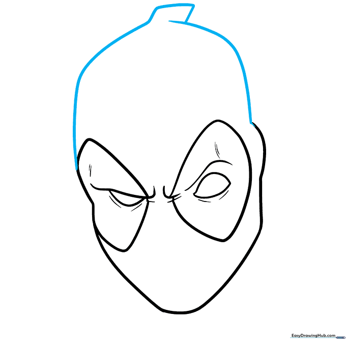 Completing the top of the head and mask structure.