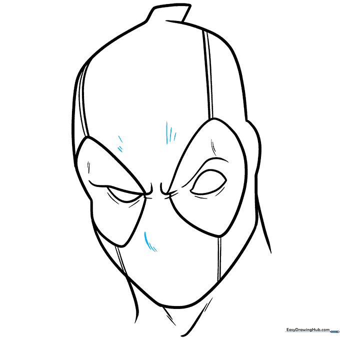 Adding final detail lines to the nose and forehead area.