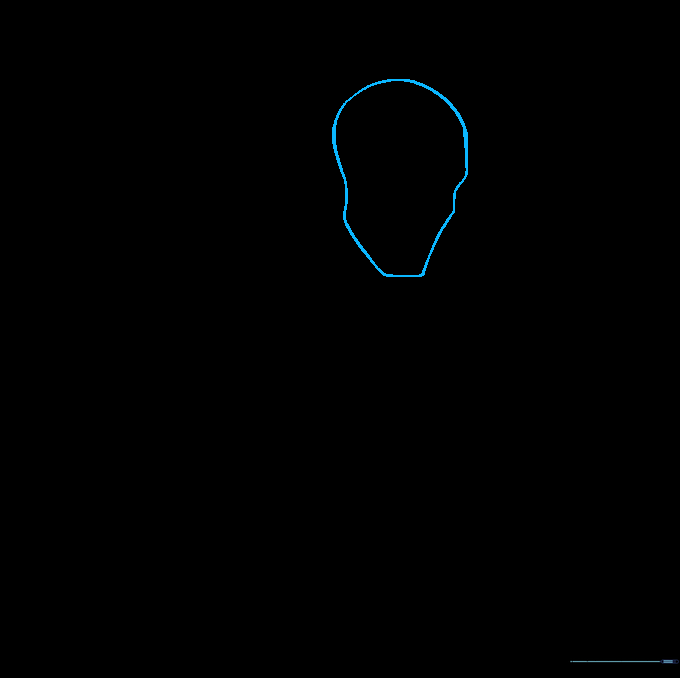 Light pencil sketch of Deathstroke's head shape with a distinct square chin.