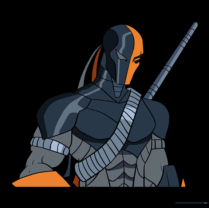 Finished Deathstroke drawing colored with his signature orange and black suit.