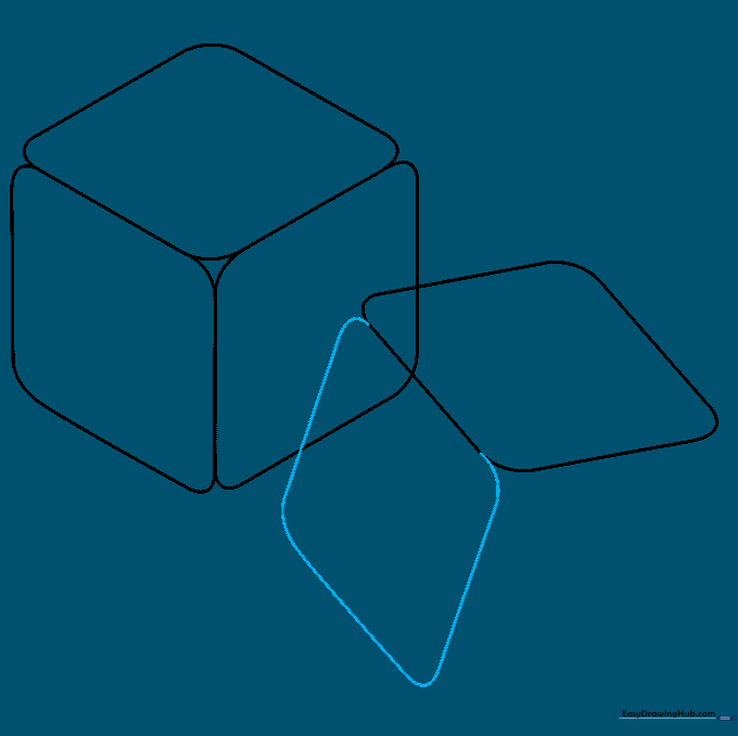 Two connected rounded diamonds forming the start of the second die structure.