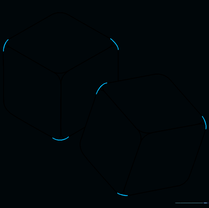 Cleaned up outlines of two dice with overlapping lines removed.