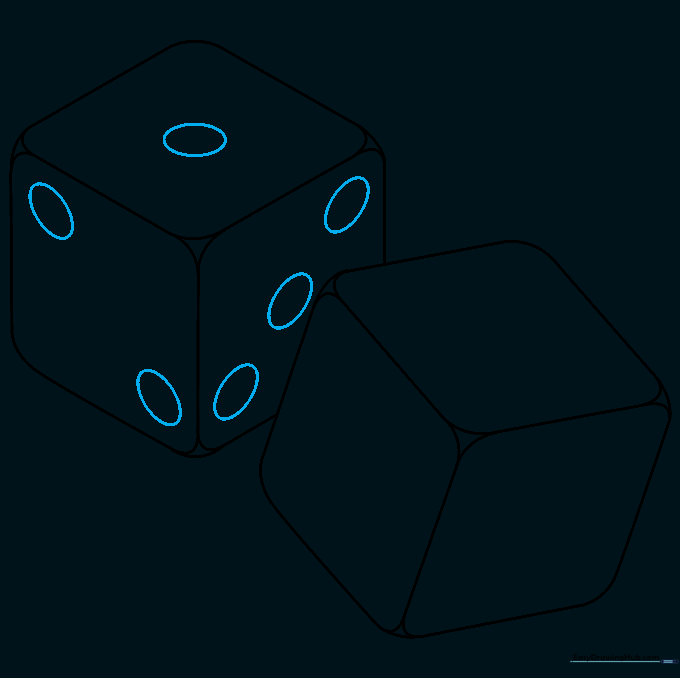 The first die with dots (pips) drawn on its visible faces.