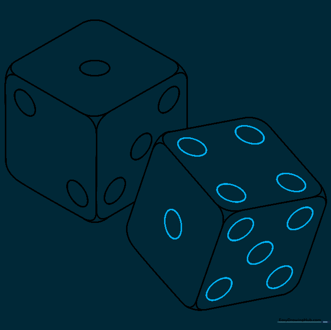 The second die with dots (pips) drawn on its visible faces.