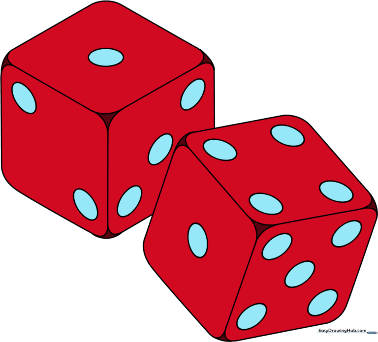 A colorful, finished illustration of two dice, perfect for a game-themed art project.