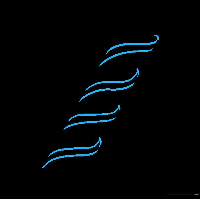 Curved lines connecting the parallel guide lines to create the start of the helix structure.