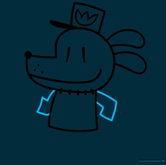 Outlining the L-shaped arms extending from the torso.